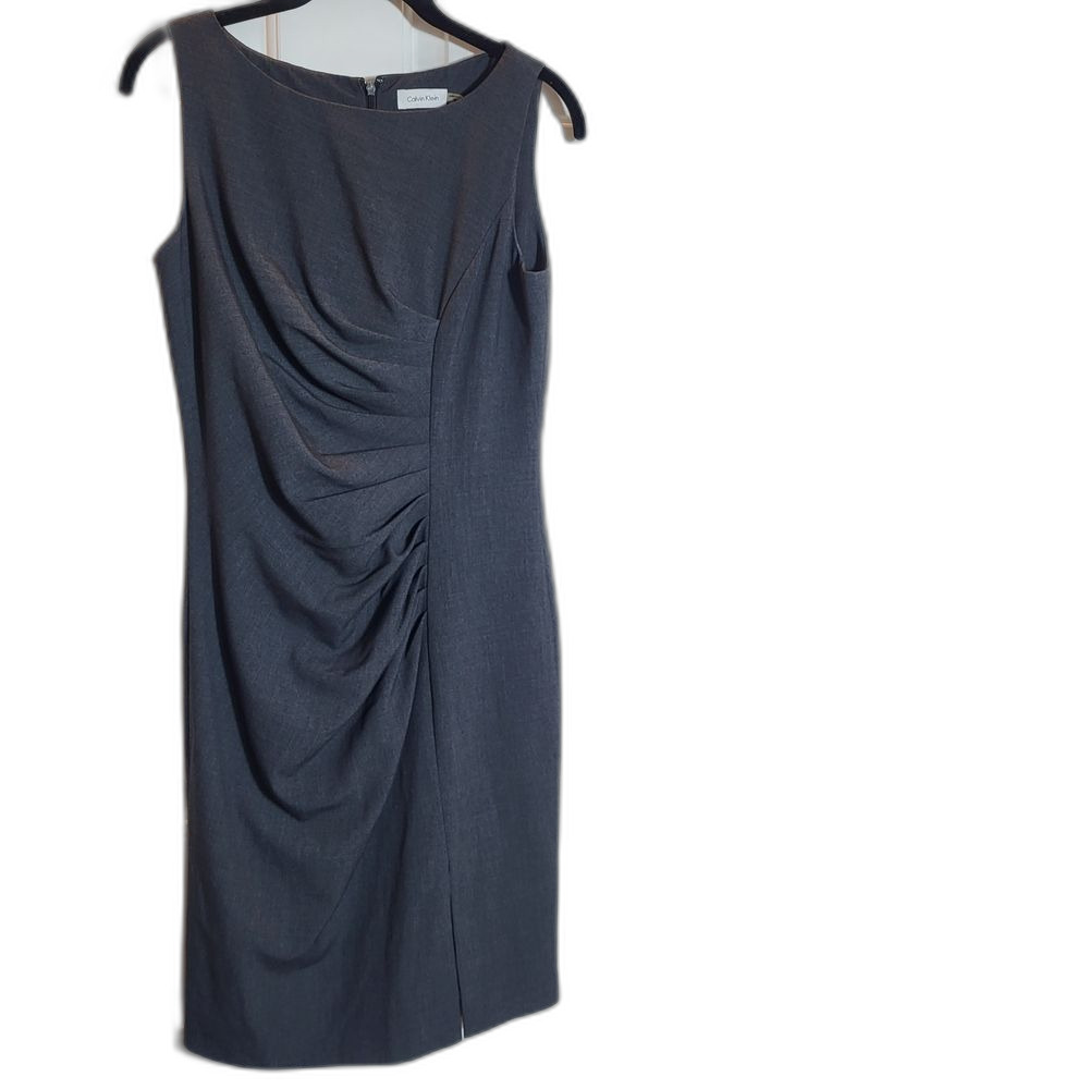 Calvin Klein Charcoal Ruched Midi Dress